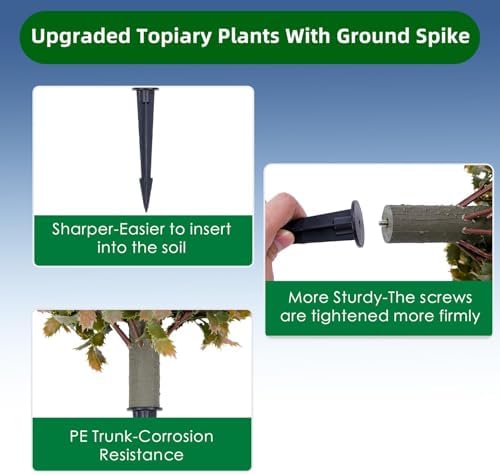 23.6" Artificial Holly Topiary Ball Trees with Metal Ground Spike, Set of 2 - Image 4