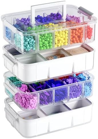 CraftGenes Craft Storage Organizer, 4-Tier Box with 20 Dividers by CraftGenesTools