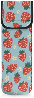 ZOUTAIRONG Strawberry Curling Iron Cover Bag Heat Resistant Neoprene Universal Curling Iron Cover Sleeve Flat Iron Curling Wand Travel Case Pouch for Travel, Gym, or Home, 15 x 5 Inches by ZOUTAIRONG