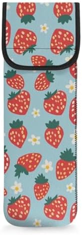 ZOUTAIRONG Strawberry Curling Iron Cover Bag Heat Resistant Neoprene Universal Curling Iron Cover Sleeve Flat Iron Curling Wand Travel Case Pouch for Travel, Gym, or Home, 15 x 5 Inches by ZOUTAIRONG