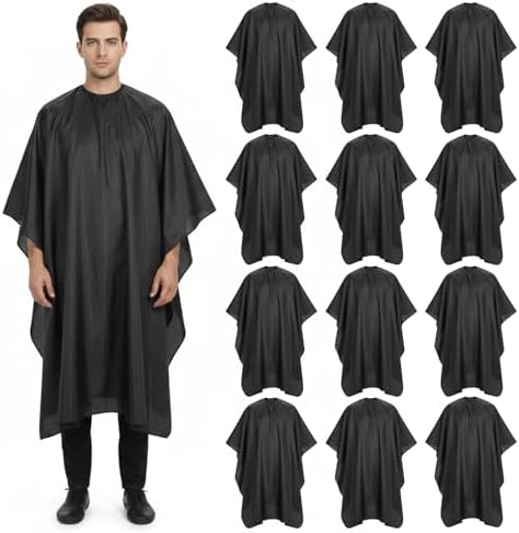 SHENLIU 12 Pcs Black Hair Cape, Large Hair Cutting Salon Cape 59 x 47 Inch by Unknown