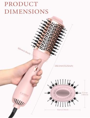LANDOT Hair Blow Dryer Brush One-Step Hot Air Volumizer for Smooth Blowout - Image 4