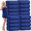 SmoothNovelty 16 Pack Microfiber Bath Towels Bulk, Simple, Navy Blue by SmoothNovelty