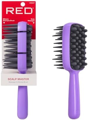 Red by Kiss Scalp Master 2-in-1 Silicone Scrubber & Shampoo Brush, Soft Long Bristles for Exfoliating Scalp, Boosting Circulation & Removing Build-Up (Purple) by REDbyKISS