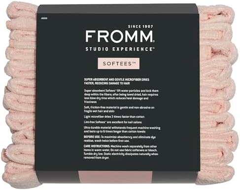 Fromm Softees Microfiber Salon Hair Towels for Hairstylists, Barbers, Spa, Gym in Light Pink, 16" by 29", 10 count Perfect Hair Care Towel for Drying Curly, Long, Wavy Hair - Image 6
