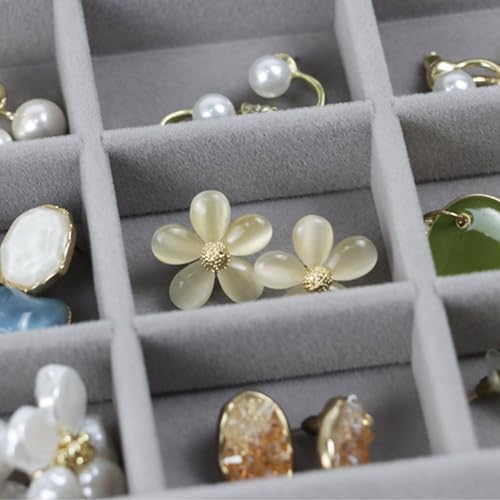 Set of 8 Stackable Jewelry Organizer Trays with 1 Lid for Drawer & Dresser Organizer, Adjustable Velvet Jewelry Box Tray Earring Organizer Necklace Storage Ring Bracelet Display Case (Gray) - Image 6