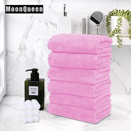 MOONQUEEN 6 Pack Premium Hand Towels - Quick Drying - Microfiber Coral Velvet Highly Absorbent Towels - Multipurpose Use as Hotel, Bathroom, Shower, Spa, Hand Towel 16 x 28 inches (Frozen Berry) - Image 5