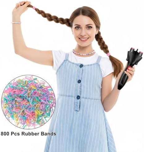 Automatic Hair Twister and Braider with 800 Mini Rubber Bands and Tail Comb, Electronic Braiding Machine for Hair Styling and Tangling (Bright Colors) - Image 2
