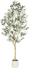 LYERSE Faux Olive Tree 7ft with Sturdy White Planter by Home
