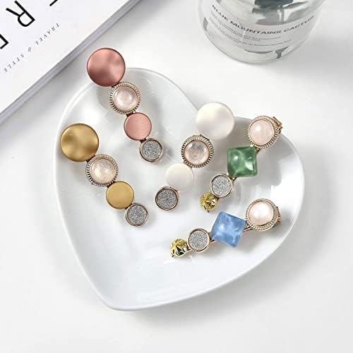 Mehayi 20 PCS Pearls and Acrylic Resin Hair Clips, Handmade Hair Barrettes, Marble Alligator bobby pins, Glitter Crystal Geometric Hairpin, Elegant Gold Hair Accessories, Gifts for Women Girls - Image 4