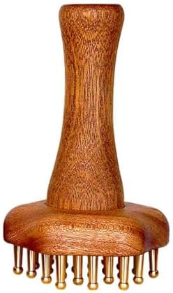 24-Teeth Copper Copper Head Massage Comb for Body and Scalp, Brass Body Massage Brush Rosewood Handle Body Massage for Abdomen Legs Back – Portable Chinese SPA GuaSha Tool by Unknown