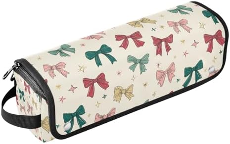 Hair Tools Travel Bag with Heat Resistant Mat 2-in-1 Hot Tools Travel Bag Organizer Flat Curling Iron Travel Case for Straightener Bows and Stars Beige by WelcometoElliTarr