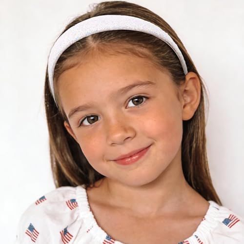 Headbands for Girls, 3 Pack Glitter Red White Blue Girls Headbands - Image 3