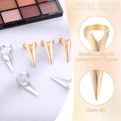 10 Pcs Finger Sectioning Tool for Hair, Stainless Steel Stitch Braid Tool for Braiding Curling Extension, Hair Parting Rings (Gold & Silver) - Image 3
