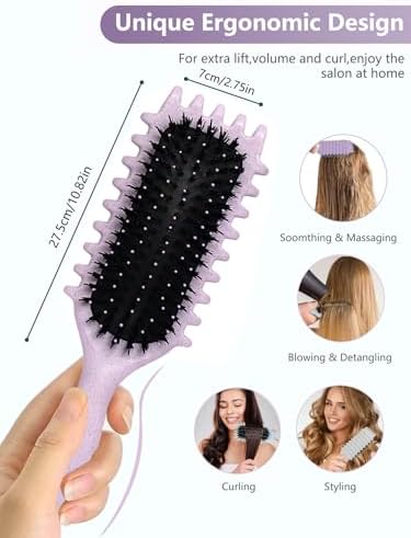 Purple Curl Defining Brush for Curly Hair – Detangling & Styling Brush for Women & Men, Defines 2A to 4C Curls, Reduces Frizz, Perfect for Wet & Dry Hair (Purple) - Image 6