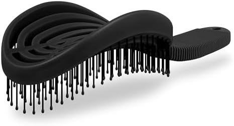 NuWay® DoubleC® Scalp Care Hair Brush – Patented Double Curve Design for Scalp Massage, Vented Blow-Dry Styling, Wet & Dry Hair, All Hair Types (Iron Black) by NuWay4Hair