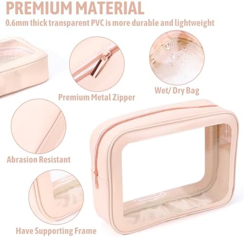 YOPCDJ 5PCS Diaper Bag Organizer Pouch Set, TSA Approved Toiletry Bag，Clear Waterproof TPU Makeup Bag Set Travel Organizer Bags for Women and Kids - Image 3