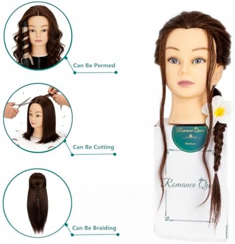 20Inch Real Hair Female Mannequin Head with Stand - Image 5