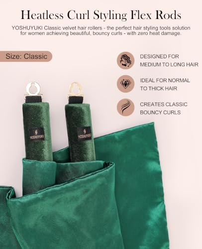 YOSHUYUKI Classic Heatless Curls Overnight Rods No Heat Hair Curlers Curling Iron Jumbo Flexi Rods Large Foam Hair Rollers for Long Hair to Sleep in with Satin Scarf Styling Tools Green - Image 3