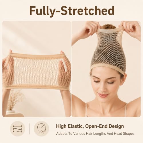 6PCS Wig Cap, 25cm Large Open-End Mesh Wig Caps for Long Hair - Image 4