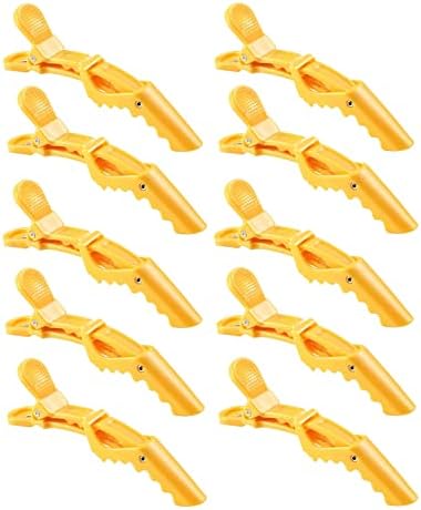 10pcs/set Multicolor Croc Clips Transparent Plastic Hairdresser Clip Hair Styling Sectioning Barrettes Professional Non Slip Alligator Clip Salon DIY Accessories Hairpins (10pcs-Yellow) by Liasun