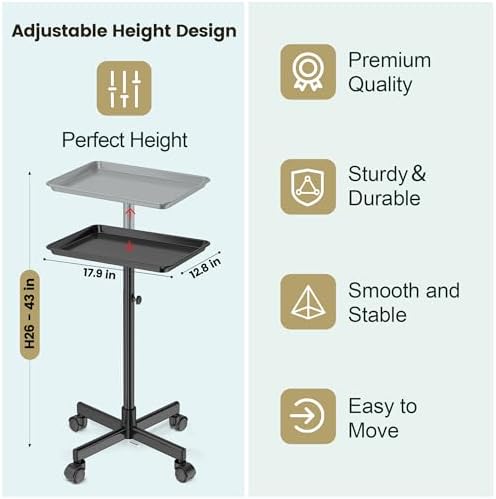 Aluminum Hair Salon Tray Rolling Trolley Station - Image 3