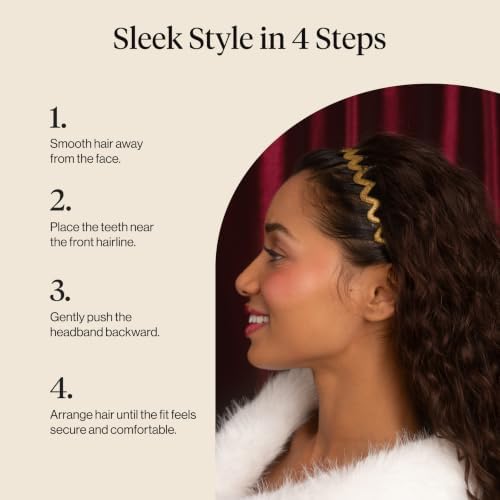 Kitsch Zig Zag Headbands for Women - Gold & Silver - 2 pcs - Image 7