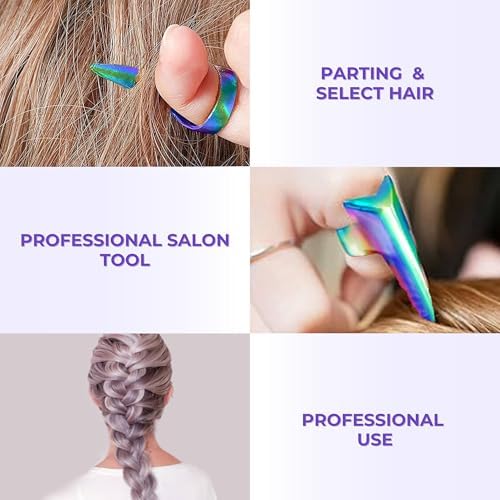 SIVOTE 2PC Pro Hair Parting & Sectioning Tool Set - Stainless Steel Straight & Curved Hair Separator Rings for Precise Styling and Extensions (Multi Color) - Image 7