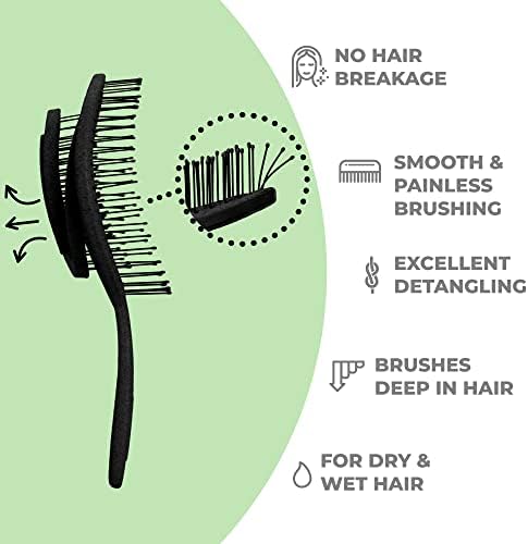 Ninabella Detangler Brush - No Tangle Hair Brush for Women, Fine, Thick and Long Hair - Hairbrush for Wet and Dry Hair, Gentle on the Scalp - Elegant Black - Image 2