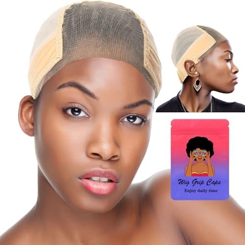 Lace Wig Grip Cap for Women 4x5 Transparent Lace Front Wig Cap with Gripper Headband to Keep Wig In Place Adjustable Lace Wig Gripper Make Your Wigs Gluless (Nude, Large) by Unknown