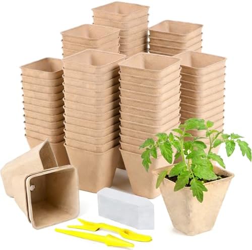 Peat Pots, 70 Pack 3.15 Inch Seed Starter Pots for Seedlings by Doubleggs