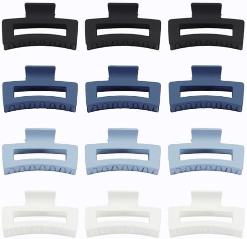 Sisiaipu 12 Pcs Medium Hair Clips, 3.5 Inch Square Claw Clips for Thick and Thin Hair - Blue - Image 2