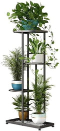 LINZINAR 4 Tier Plant Stand Indoor Outdoor Metal Flower Pot Display Shelf by LINZINAR