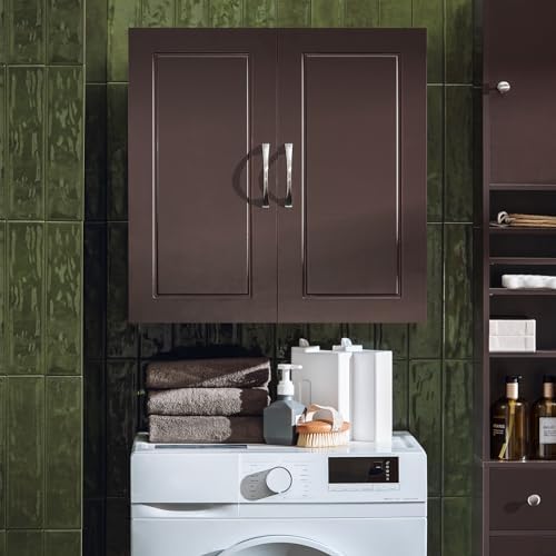 SoBuy Wall Cabinet, Bathroom Storage, 23.6 x 11.8 x 23.6 in, MDF, Brown - Image 2
