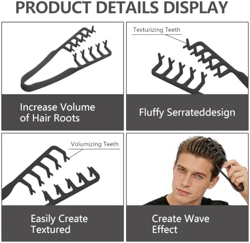 2PCS Texture Comb Wide Tooth Hair Styling Combs for Curly Hair Men Women - Image 4