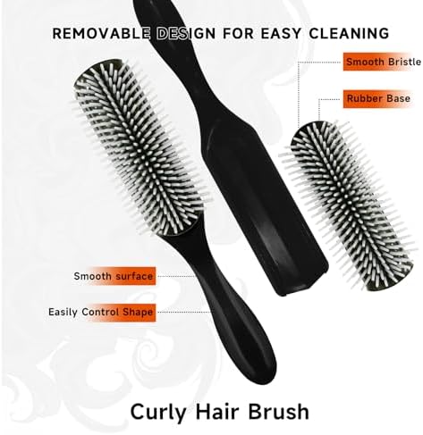 11-Piece Hair Brush Set with Detangling Brush and Hair Spray Bottle, Black - Image 3