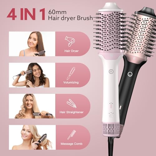 Blow Dryer Brush Hair Dryer | One-Step Hot Air Brush with Oval Volumizer High-Speed Hair Styler with Negative Ions for Drying & Smoothing & Volumizing for All Hair Types 110000 RPM White - Image 2