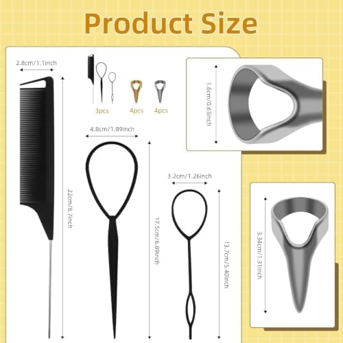11PCS Hair Braiding Tools Ring Set, 8 Metal Pinky Hair Parting Rings - Image 2