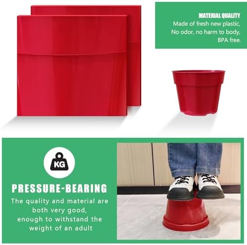 RooTrimmer 8 inch Plastic Flower Pots, Red Plant Pots 12Pack with Saucers for Indoor House Plants Growing and Decoration - Image 3