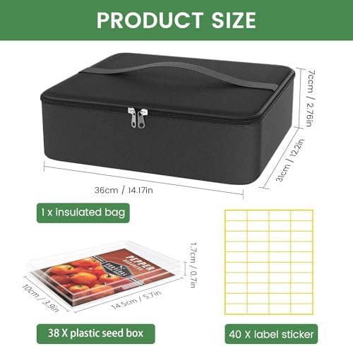 38 Slots Seed Storage Organizer Box with Insulated Bag That Holds 80-200 Seed Envelopes, Oxford Cloth Garden Seed Containers with Labels, Seed Packet Organizer for Plant, Flower ,Vegetable Seeds - Image 4