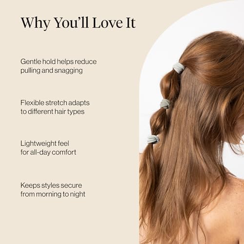 Kitsch Elastic Hair Ties No Damage | Stretchy Hair Bands- Eucalyptus, 20pcs - Image 3