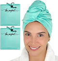 Microfiber Hair Towel Wrap for Women – Large Fast Drying Hair Towel with Patented Clip – Anti-Frizz, Super Absorbent, Silky Smooth Microfiber – Plopping Hair Wrap for Curly & Wavy Hair – 2 Pack by THEPERFECTHAIRCARE