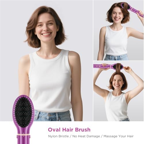 5 in 1 Blow Dryer Brush IG INGLAM MegaAir Hair Styler Brushless Hair Dryer Brush Left/Right Air Auto-Wrap Curler Hot Air Brush Negative Ions No Heat Damage Frizz-Free Drying Curling Straightening,Red - Image 4