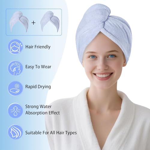 Microfiber Hair Drying Towel Wrap,Hair Turbans Towel for Wet Hair - Image 2