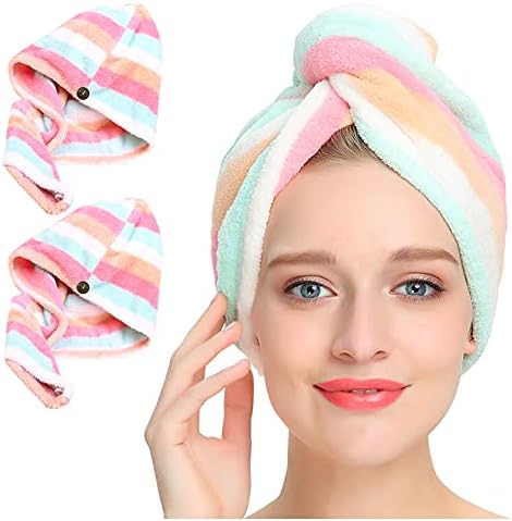 AuroTrends Microfiber Hair Towel 2-Pack, Rainbow Wrap for Women/Kids by AuroTrendsDirect