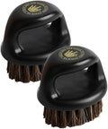 2-Pack Crown Barbers Men's Hair Wavers - Smoothing Medium Soft Boar Bristle Styling Brush for Thick Hair, Beard, and Waves with Durags, Wave Cap, Pomade (Knuckle Brush) by CrownLimitedSupply