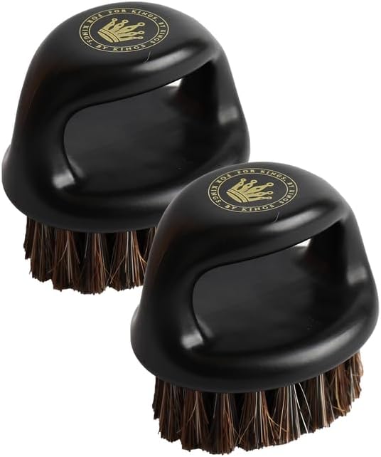 2-Pack Crown Barbers Men's Hair Wavers - Smoothing Medium Soft Boar Bristle Styling Brush for Thick Hair, Beard, and Waves with Durags, Wave Cap, Pomade (Knuckle Brush) by CrownLimitedSupply