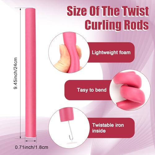 30 Pcs Heatless Hair Curlers 9.45 x 0.7 Inch Flexible Curling Rods Soft Foam Rollers No Heat Bendable Hair Rods Roller for Women Short Medium Long Hair, Sleep-In (Random Color) - Image 2