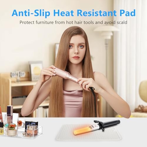 Heat Resistant Mat Large Silicone Hot Hair Tools Mat for Curling Irons Flat Iron Hair Straightener Vanity Mat Portable Hair Styling Tools Hot Pad 14.2"*11" - Image 3