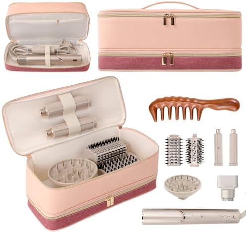 BAGCRAZY Travel Case for Shark FlexStyle & Dyson Airwrap, Pink and Crimson by BAGCRAZY